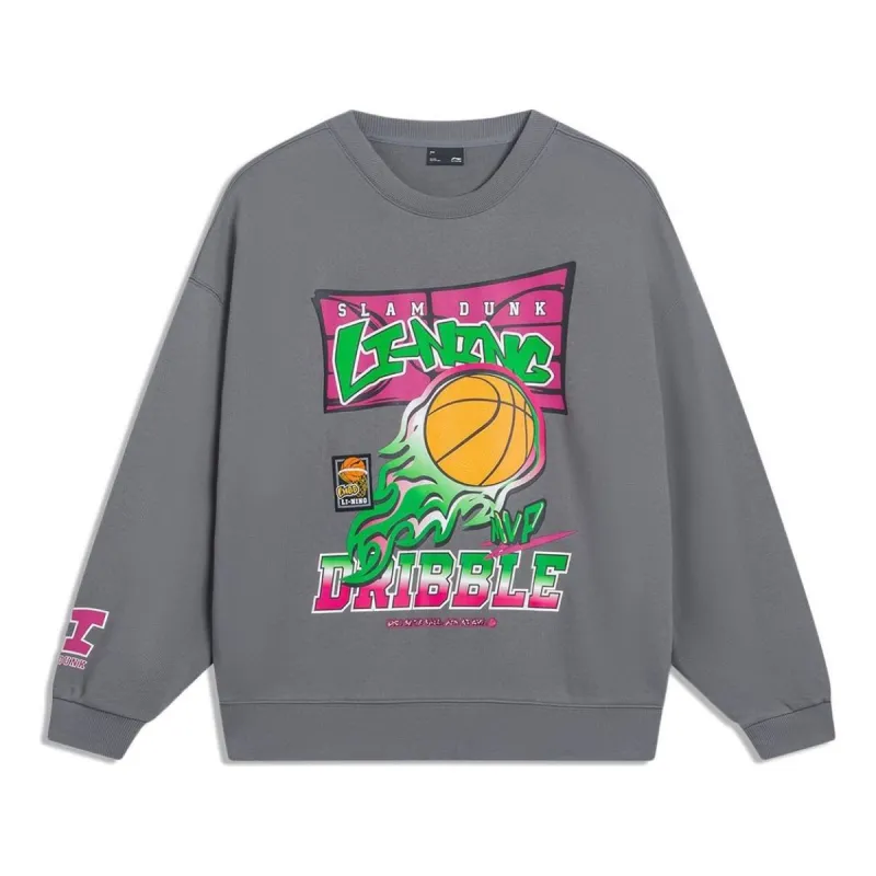 Li-Ning Hoops Cartoon Graphic Sweatshirt 'Grey' AWDT553-3 sold by KicksCrew