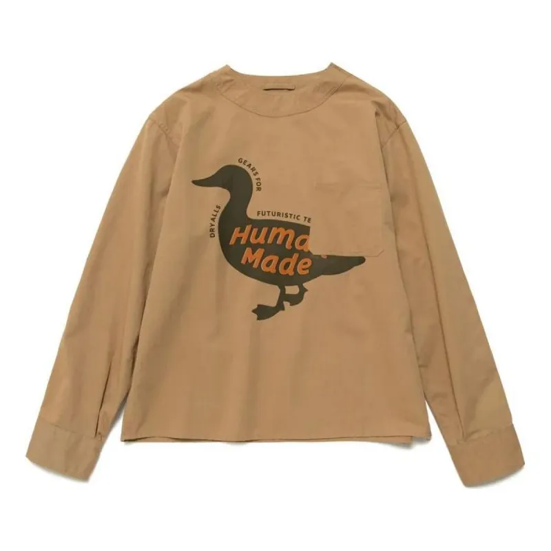 HUMAN MADE Pullover Long Sleeve Shirt 'Beige' HM25SH004 sold by KicksCrew