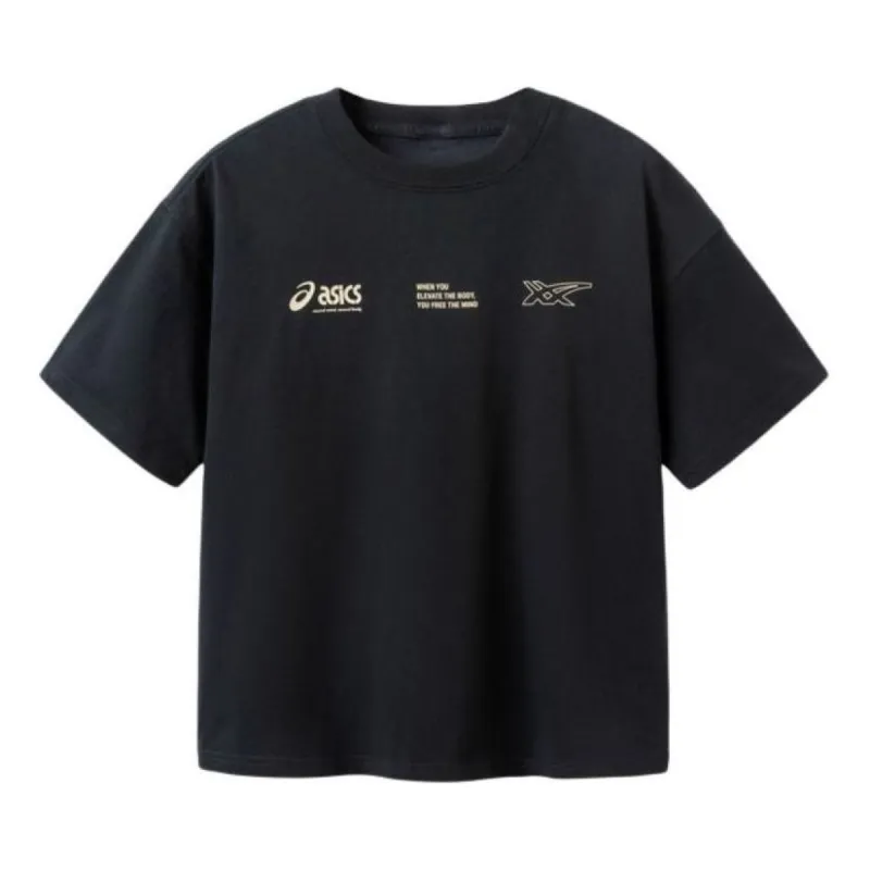 (GS) ASICS Multi-Logo T-Shirt 'Black' 332241173095-001 sold by KicksCrew