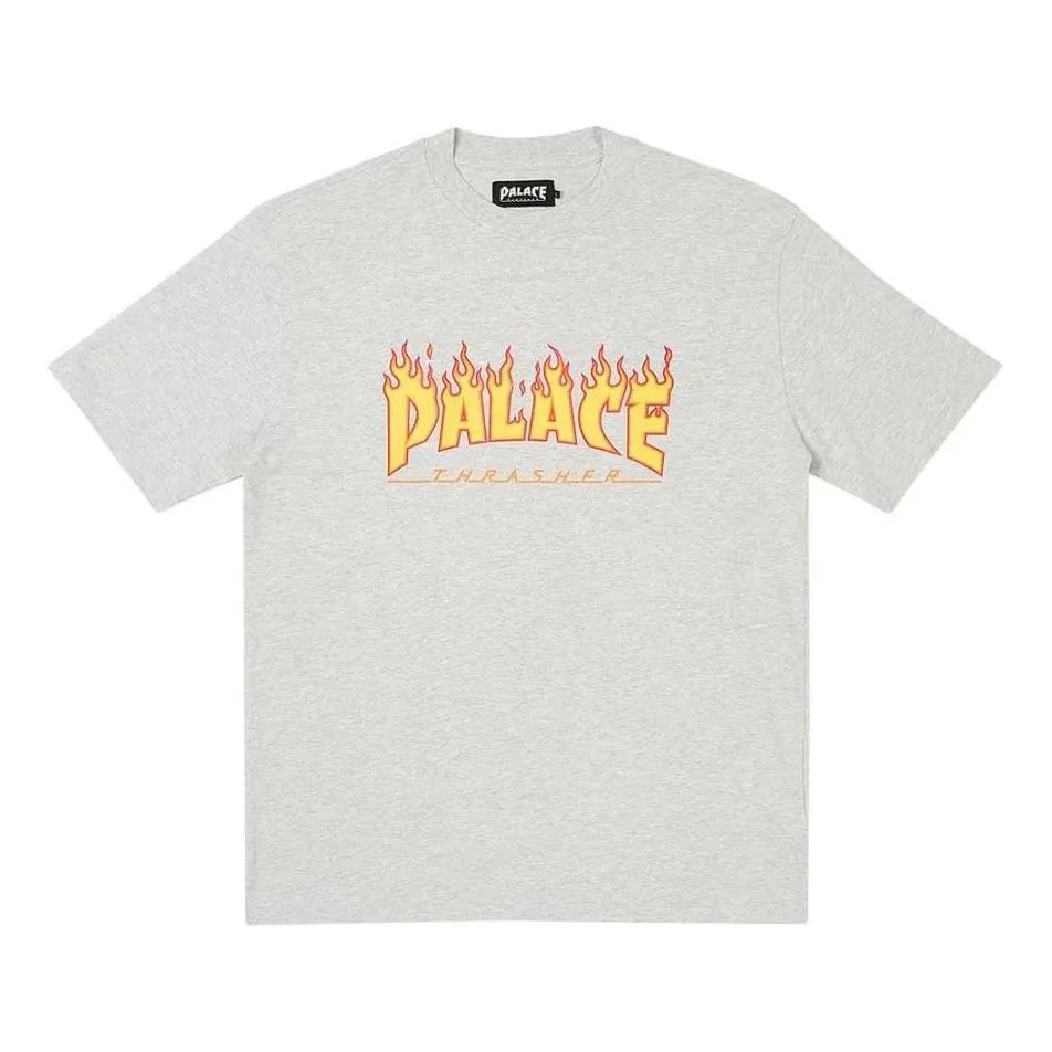 Palace x Thrasher T-shirt 'Grey Marl' P25THTS003 sold by KicksCrew
