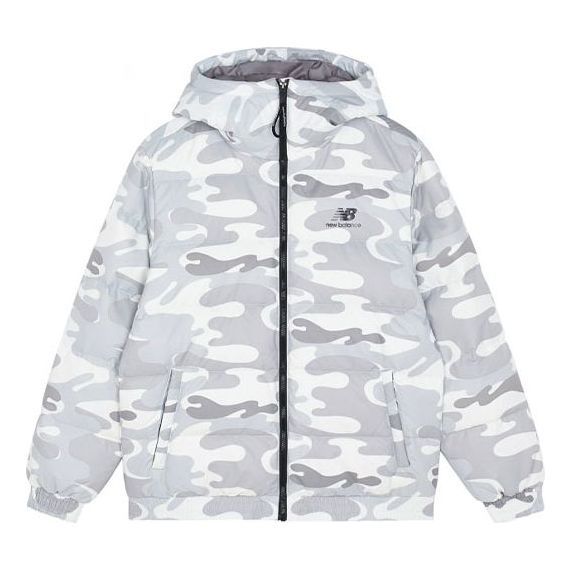 New Balance Sport Printed Logo Puffer Jacket 'White Camo' AMJ13335-WM sold by KicksCrew