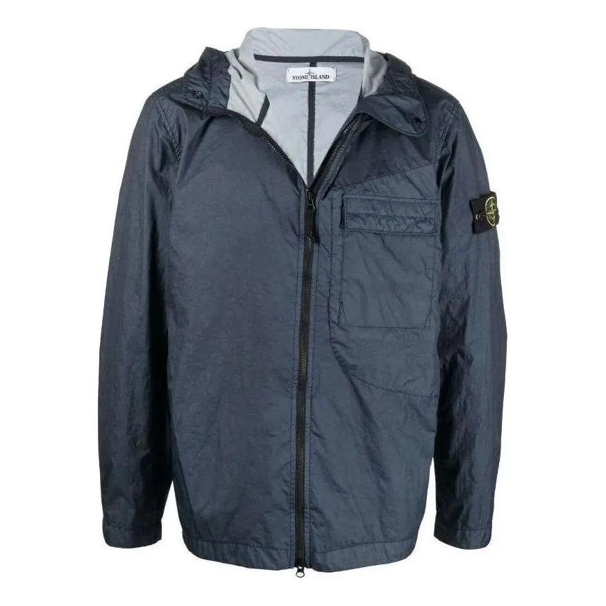 STONE ISLAND Hooded Zip-Up Jacket 'Blue' 761540223-V0024 sold by KicksCrew