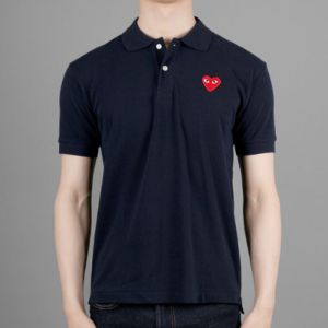 COMME des GARCONS PLAY Polo Red Emblem 'Navy' AZ-T006-051-2 sold by KicksCrew