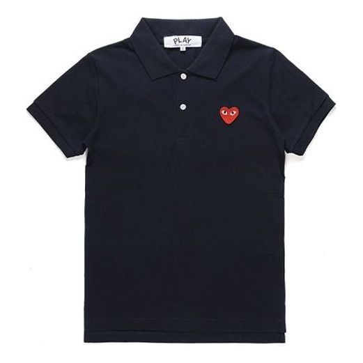COMME des GARCONS PLAY Polo Red Emblem 'Navy' AZ-T006-051-2 sold by KicksCrew