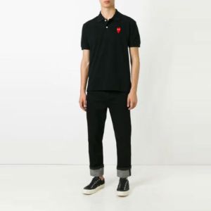 COMME des GARCONS PLAY Polo Red Emblem 'Navy' AZ-T006-051-2 sold by KicksCrew