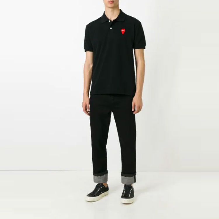 COMME des GARCONS PLAY Polo Red Emblem 'Navy' AZ-T006-051-2 sold by KicksCrew product image thumbnail 4