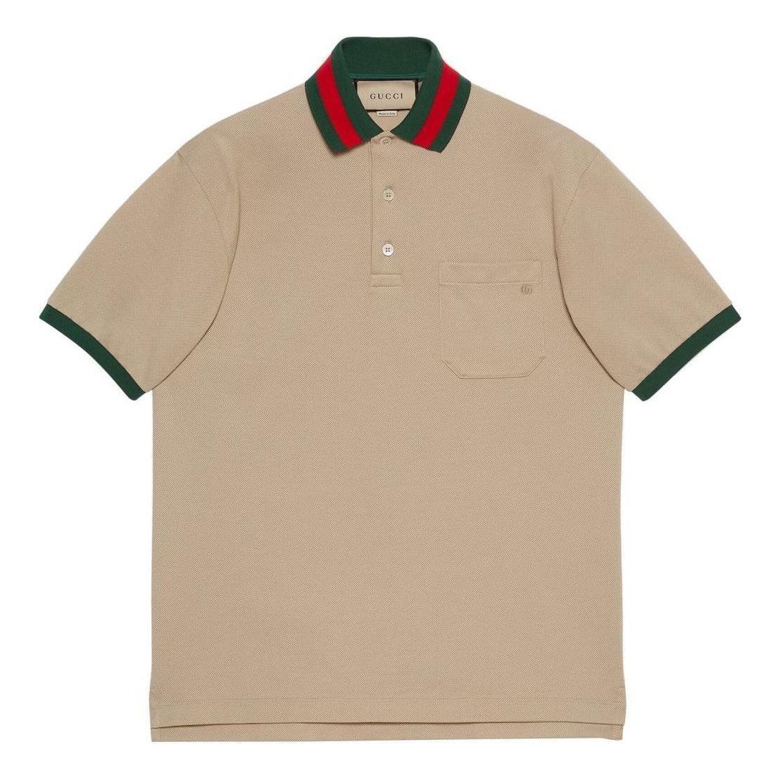 GUCCI Cotton piquet polo with Web collar 'Beige' 701735-XJELJ-2219 sold by KicksCrew