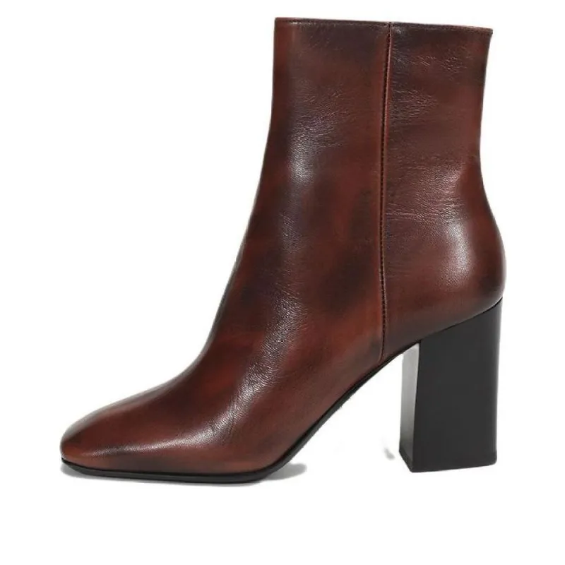 (WMNS) PRADA Leather Square Toe Ankle Pumps 'Brown' 1T722L_P70_F0005_F_B085 sold by KicksCrew