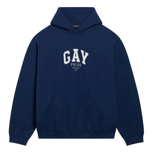 Balenciaga Pride Hoodie Boxy Fit 'Navy' 651799TLV548561 sold by KicksCrew