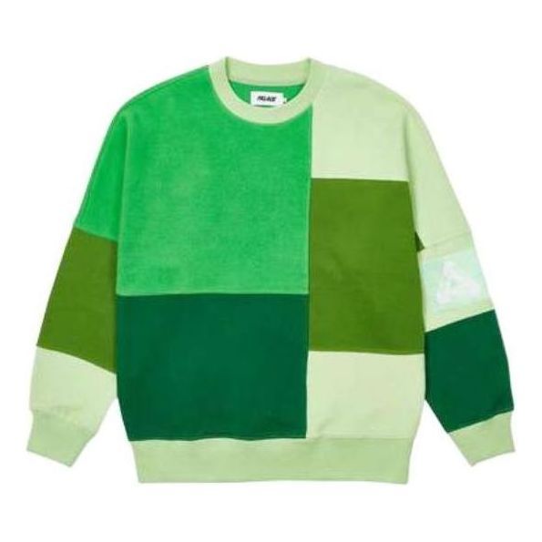 Palace SS22 Colour Block Crew Sweater 'Green' P22CS111 sold by KicksCrew