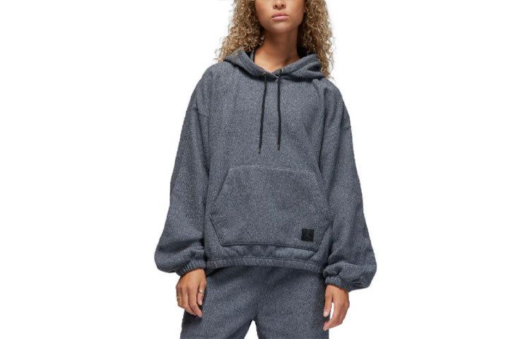 (WMNS) Air Jordan Flight Fleece Winterized Hoodie 'Black Heather' FD7237-010 sold by KicksCrew product image thumbnail 2