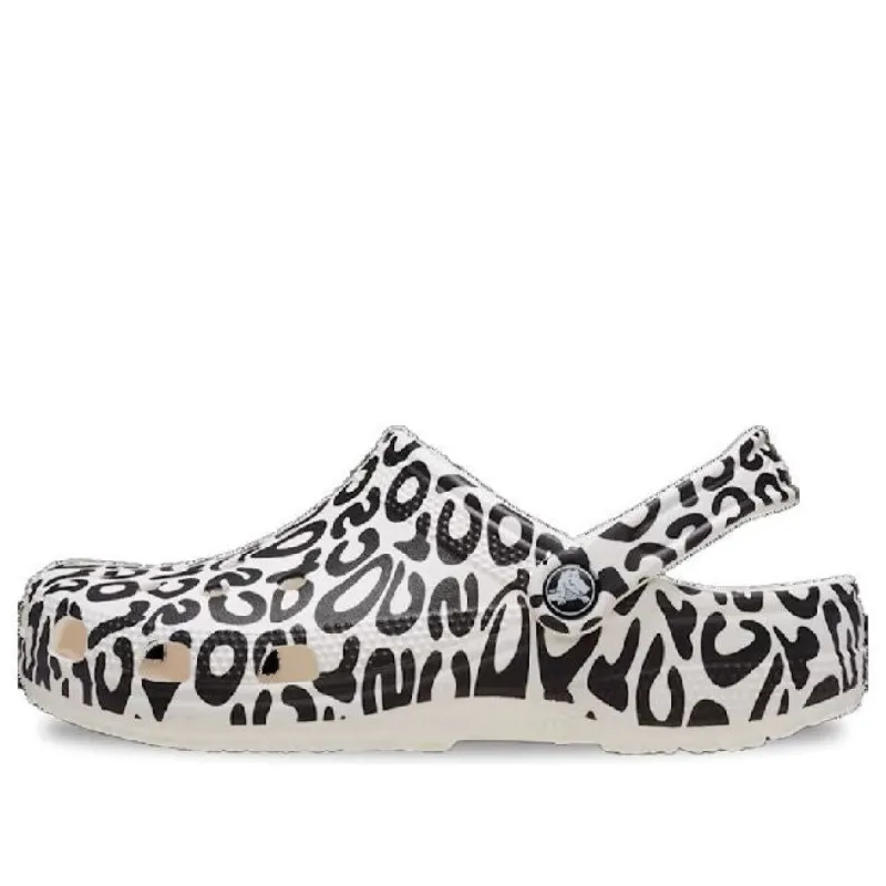 Crocs Classic Warped Logo Clogs 'White Black' 210805-100 sold by KicksCrew
