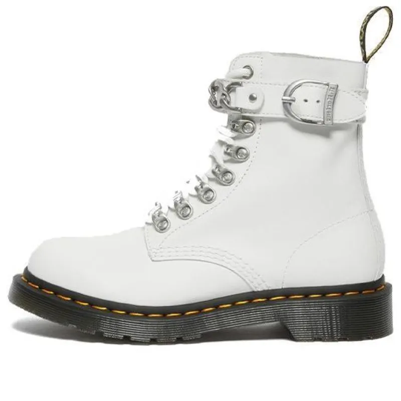 (WMNS) Dr. Martens 1460 Pascal Chain Leather Lace Up Boot 'White' 27266100 sold by KicksCrew