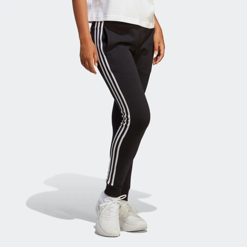 (WMNS) adidas Essentials 3-Stripes French Terry Cuffed Pants Asia Sizing 'Black White' IC8770 sold by KicksCrew product image thumbnail 4