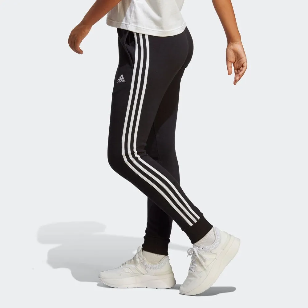 (WMNS) adidas Essentials 3-Stripes French Terry Cuffed Pants Asia Sizing 'Black White' IC8770 sold by KicksCrew product image thumbnail 5