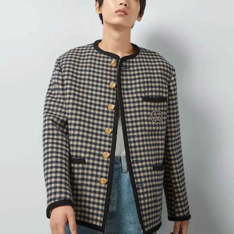 Gucci Wool Gingham Jacket With Interlocking G 'Beige Blue' 770950-ZAO92-9276 sold by KicksCrew product image thumbnail 2