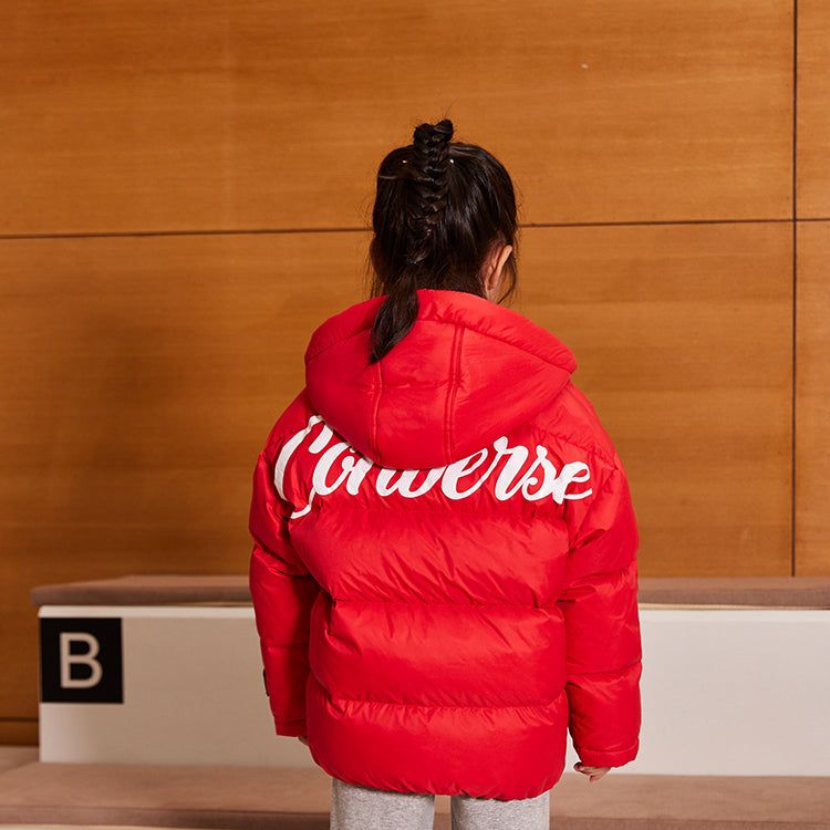 (GS) Converse Logo Printed Down Jacket 'Red White' CV2142005GS-004 sold by KicksCrew product image thumbnail 4
