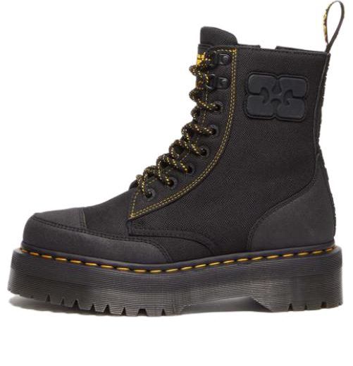 Dr.Martens x Ganni Jadon Nylon Platform Boots 'Black' 31794001 sold by KicksCrew