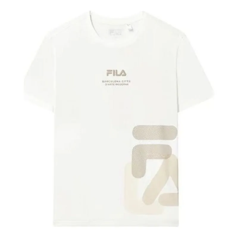 FILA Loose Fit Logo Print T-Shirt 'White Beige' F11M319104F-WT sold by KicksCrew