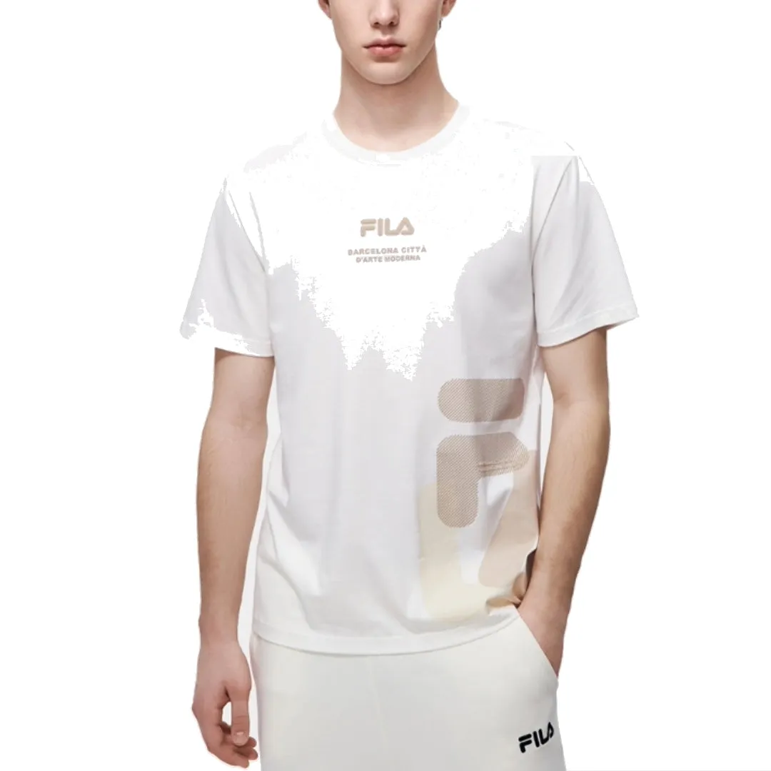 FILA Loose Fit Logo Print T-Shirt 'White Beige' F11M319104F-WT sold by KicksCrew product image thumbnail 3