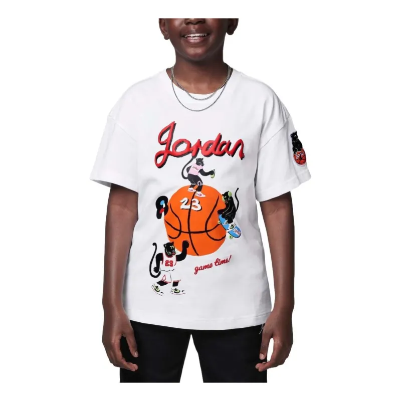 (GS) Air Jordan Game Time Graphic T-shirt 'White' HQ7122-100 sold by KicksCrew