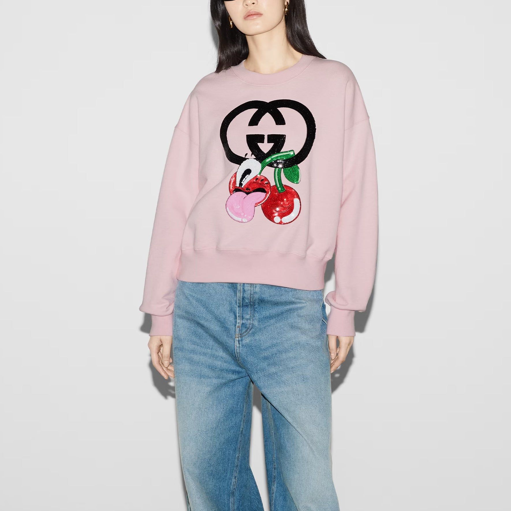 (WMNS) Gucci Cotton Jersey Sweatshirt With Embroidery 'Pink' 773769-XJGHH-5781 sold by KicksCrew product image thumbnail 5