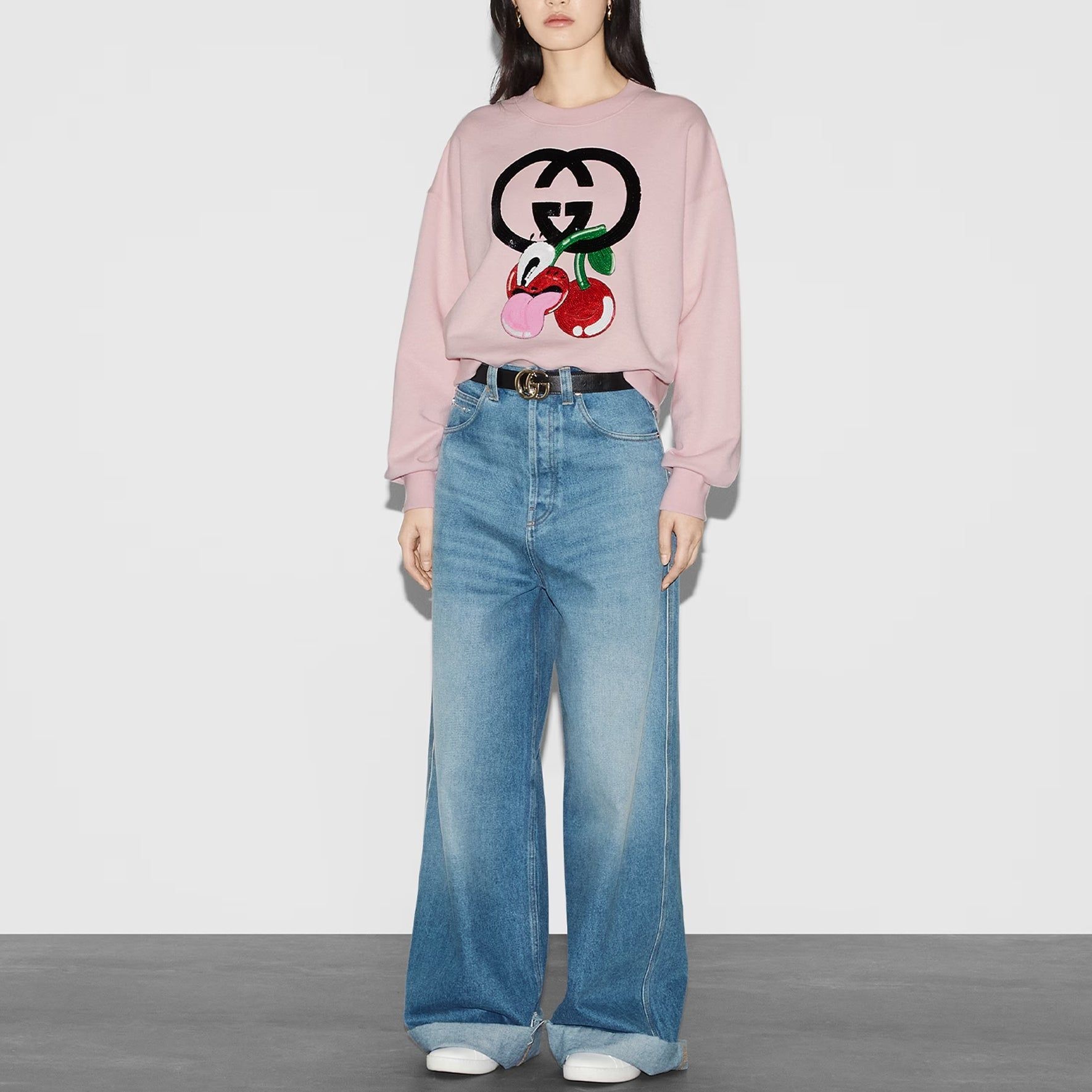 (WMNS) Gucci Cotton Jersey Sweatshirt With Embroidery 'Pink' 773769-XJGHH-5781 sold by KicksCrew product image thumbnail 2