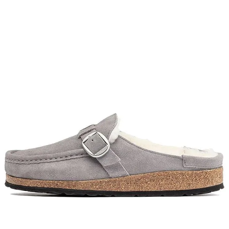 (WMNS) Birkenstock Buckley Shearling Suede Leather Narrow Fit Sandals 'Whale Gray' 1020671 sold by KicksCrew