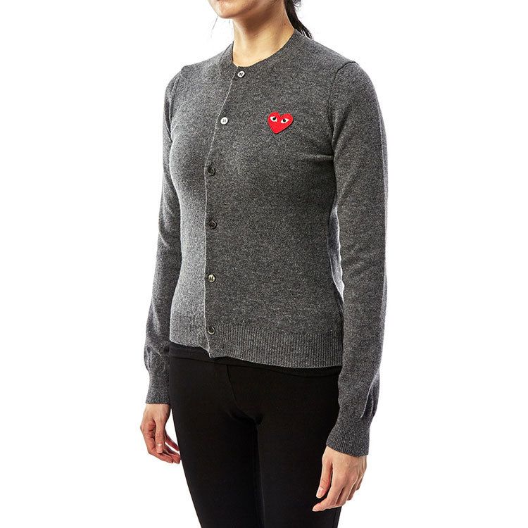 (WMNS) COMME des GARCONS PLAY Cardigan Red Emblem 'Grey' AZ-N007-051-3 sold by KicksCrew product image thumbnail 5