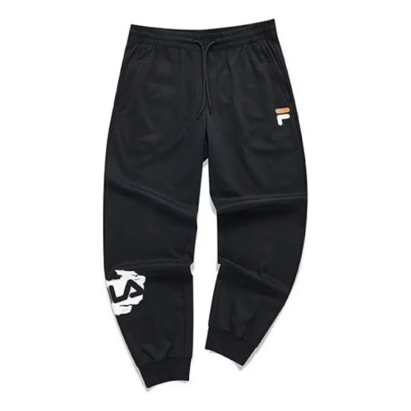 FILA FUSION Logo Printed Knitted Pants 'Black' T11M133603F-BK sold by KicksCrew