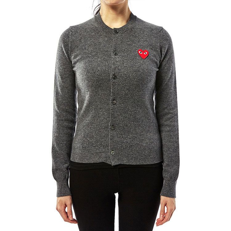 (WMNS) COMME des GARCONS PLAY Cardigan Red Emblem 'Grey' AZ-N007-051-3 sold by KicksCrew product image thumbnail 3