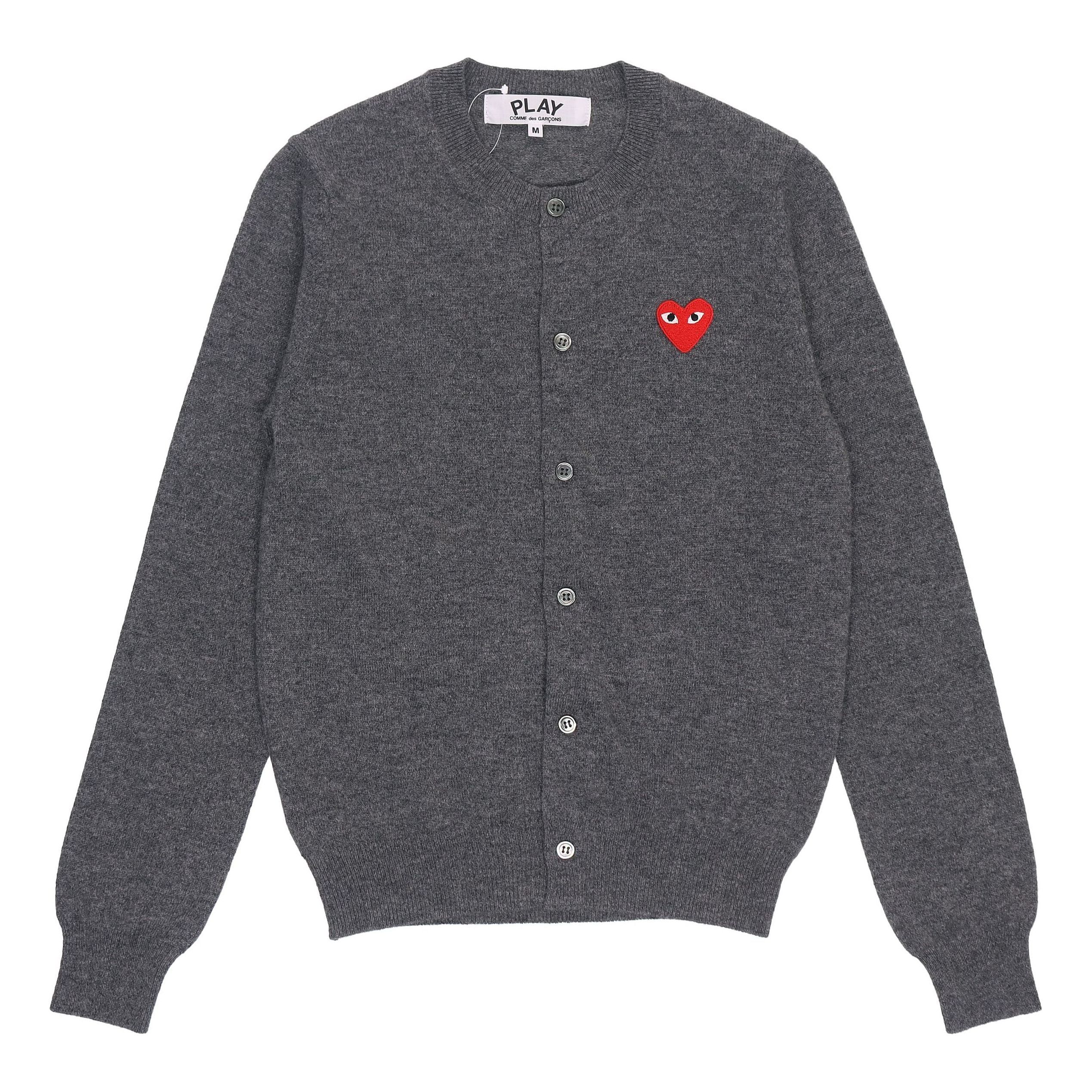 (WMNS) COMME des GARCONS PLAY Cardigan Red Emblem 'Grey' AZ-N007-051-3 sold by KicksCrew