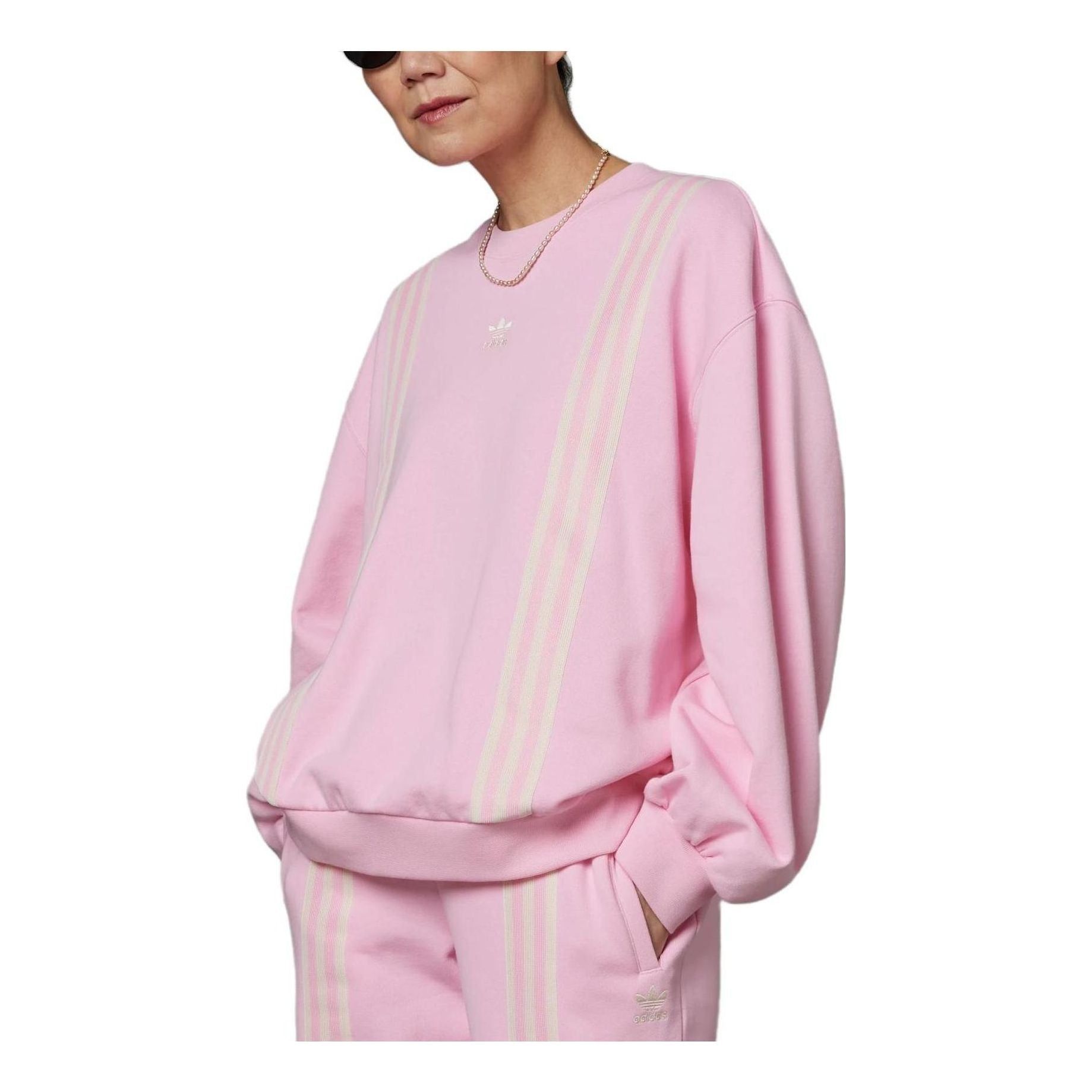 (WMNS) adidas originals SS23 Adicolor 70s 3-Stripes Sweatshirt 'Pink' IK7868 sold by KicksCrew