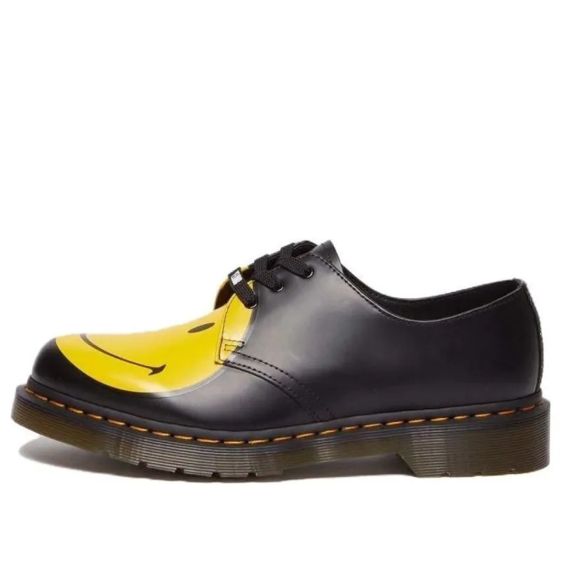 (WMNS) Dr.Martens 1461 Smiley Smooth Leather Oxford Shoes 'Black Yellow' 31390005 sold by KicksCrew