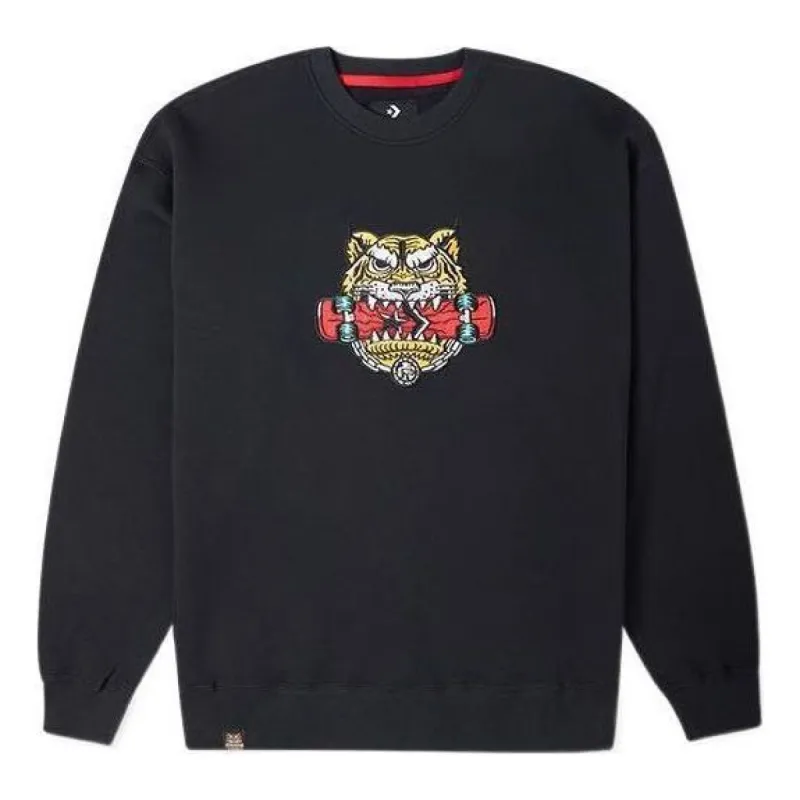 Converse New Year Series Tiger Pattern Round Neck Sweatshirt 'Black' 10024319-A02 sold by KicksCrew