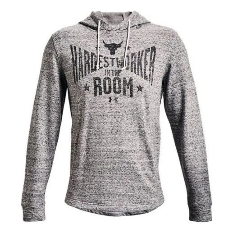 Under Armour Project Rock Hardest Worker Terry Hoodie 'Grey' 1370458-112 sold by KicksCrew
