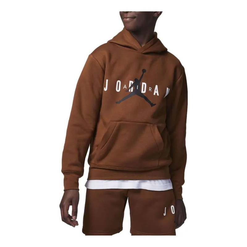(GS) Air Jordan Logo Pullover Hoodie 'Brown' FB1642-281 sold by KicksCrew