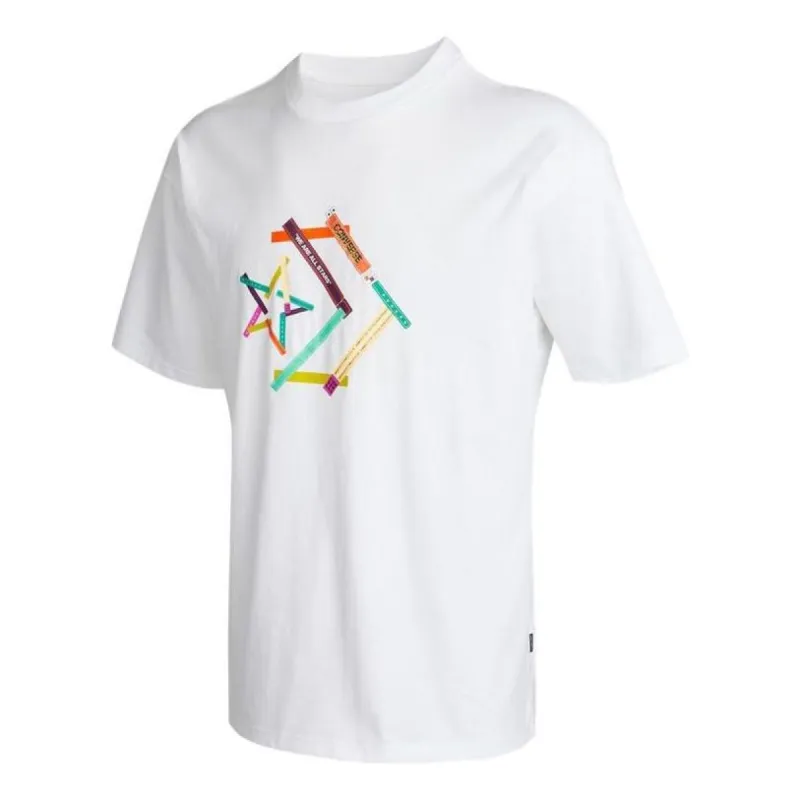 Converse Star Chevron Printing Sports Round Neck Short Sleeve T-Shirt 'White' 10022774-A01 sold by KicksCrew
