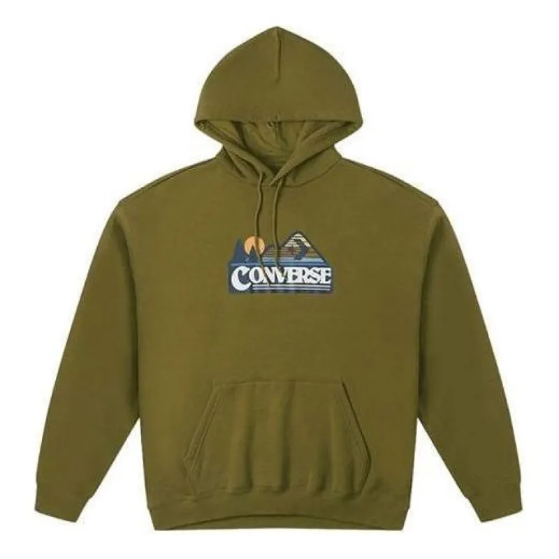 Converse Elevated Logo Graphic OS Heavyweght Hoodie 'Olive Green' 10026526-A02 made by Converse