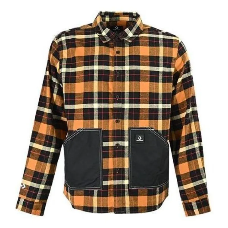 Converse Plaid Patchwork Woven Long Sleeve Button Down Shirt 'Yellow' 10023802-A01 sold by KicksCrew