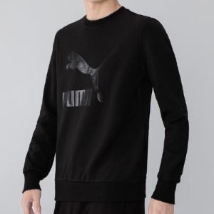 Puma Classics Logo Crew Neck Sweater 'Black' 531367-01 sold by KicksCrew
