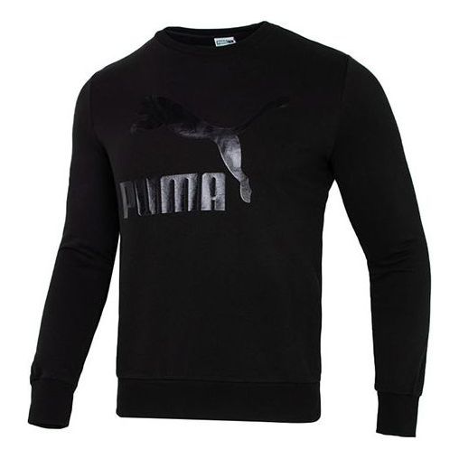 Puma Classics Logo Crew Neck Sweater 'Black' 531367-01 sold by KicksCrew