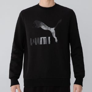 Puma Classics Logo Crew Neck Sweater 'Black' 531367-01 sold by KicksCrew