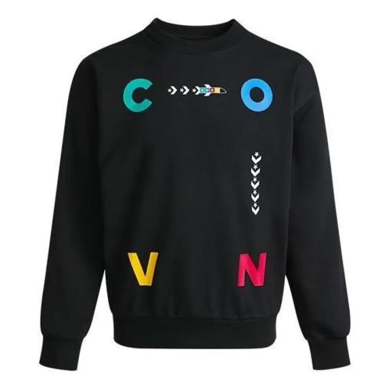 Converse Sports Contrast Letter Print Crew Neck Sweatshirt 'Black' 10022414-A01 sold by KicksCrew