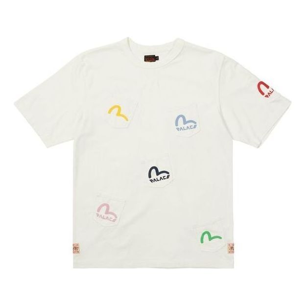 Palace X Evisu Multi Pocket T-Shirt Egret Logo T-Shirt 'White' P21EVTS001 sold by KicksCrew