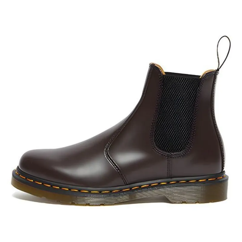 Dr. Martens 2976 Yellow Stitch Smooth Leather Chelsea Boots 'Burgundy' 27280626 sold by KicksCrew