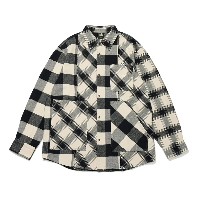 トップス NOMA t.d. Flannel Open Collar Shirt NOMA t.d. Open Collar Flannel Shirt / Patchwork Beige | Parallel