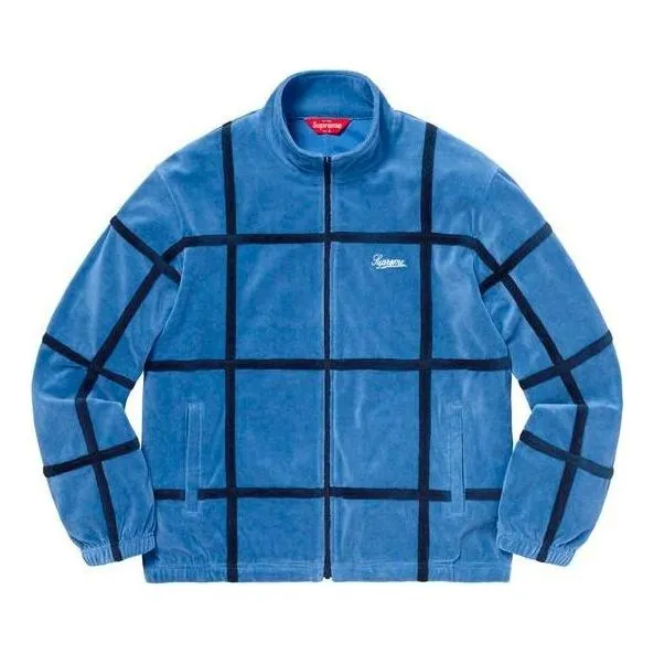 Supreme Grid Taping Velour Jacket 'Blue Black' SUP-SS20-509 sold by KicksCrew