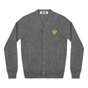 COMME des GARCONS PLAY Kint Cardigan Gold Emblem 'Grey' AZ-N050-051-3 sold by KicksCrew