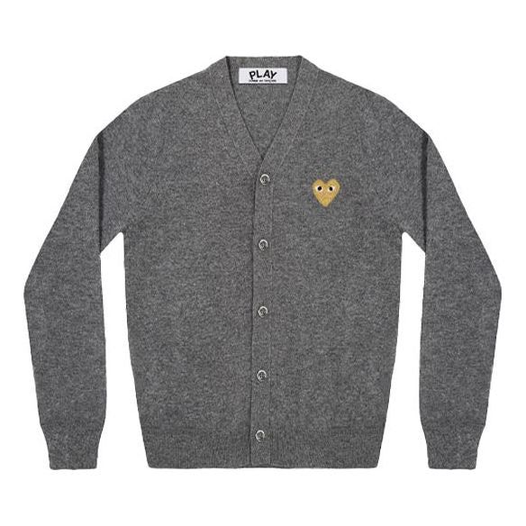 COMME des GARCONS PLAY Kint Cardigan Gold Emblem 'Grey' AZ-N050-051-3 sold by KicksCrew